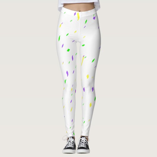 White Mardi Gras Confetti Leggings (Voorkant)