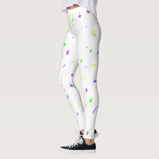 White Mardi Gras Confetti Leggings