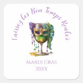 White Mardi Gras Mask Vierkante Sticker (Voorkant)