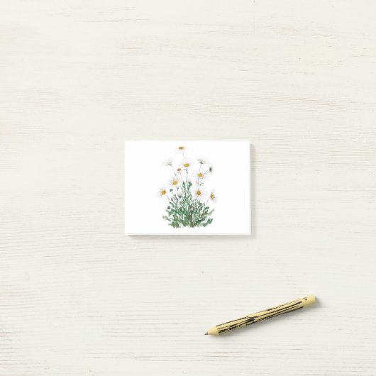 white Margaret daisy waterverf Post-it® Notes (Op bureau)