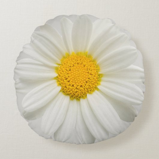 White Marguerite Daisy Chrysanthemum Round Pillow Rond Kussen (Voorkant)