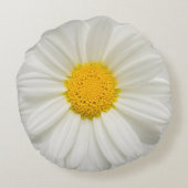 White Marguerite Daisy Chrysanthemum Round Pillow Rond Kussen (Achterkant)