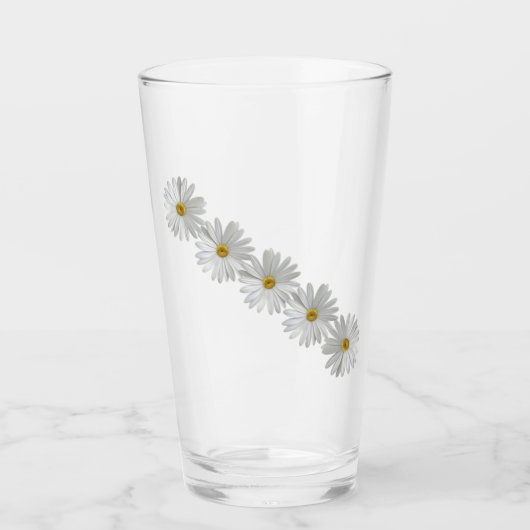 White Marguerite Daisy Flowers Glas (Voorkant)