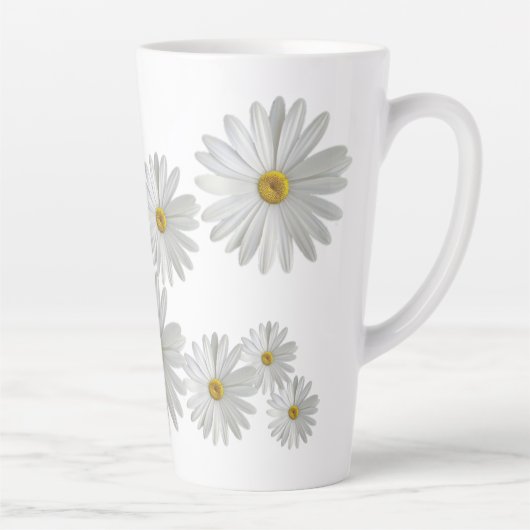 White Marguerite Daisy Flowers Latte Mok (Rechts)
