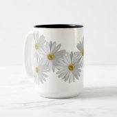 White Marguerite Daisy Flowers Tweekleurige Koffiemok (Voorkant links)