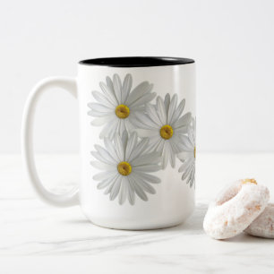 White Marguerite Daisy Flowers Tweekleurige Koffiemok