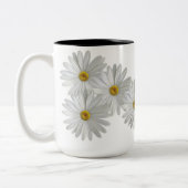 White Marguerite Daisy Flowers Tweekleurige Koffiemok (Links)