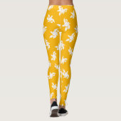 White marigold Flower Silhouettes op Golden Yellow Leggings (Achterkant)