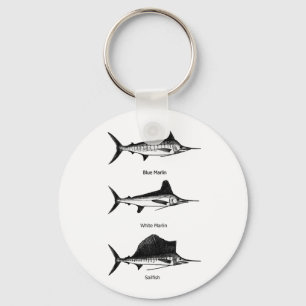 White Marlin - Blue Marlin - Sailfish Logo Sleutelhanger