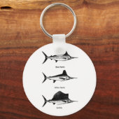 White Marlin - Blue Marlin - Sailfish Logo Sleutelhanger (Voorkant)