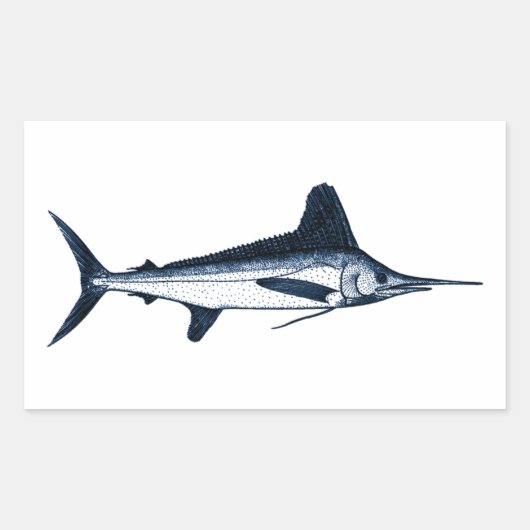 White Marlin Logo Rechthoekige Sticker (Voorkant)