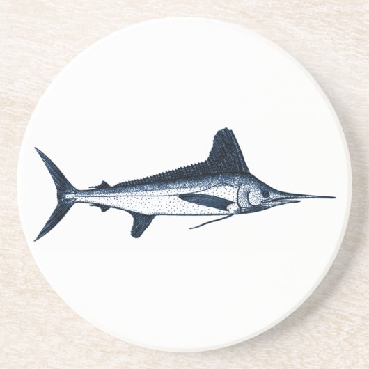 White Marlin Logo Zandsteen Onderzetter (Voorkant)