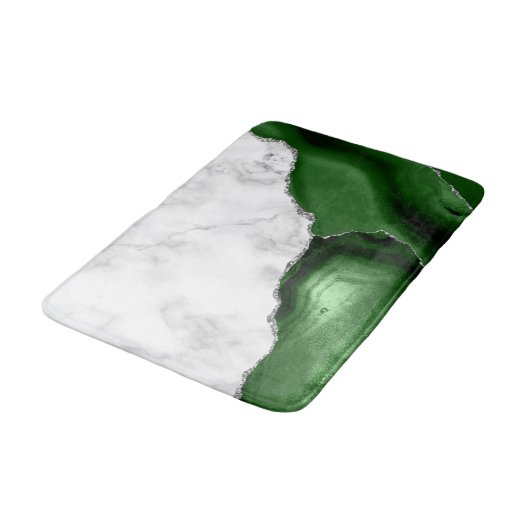 White marmer Hunter Green Agate Silver Glitter Badmat (Gekanteld)