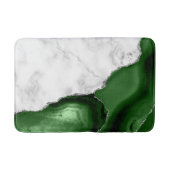 White marmer Hunter Green Agate Silver Glitter Badmat (Voorkant)