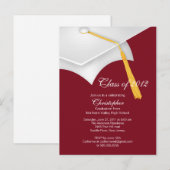 White Maroon Afstudeerder Pet Graduation Party Inv Uitnodiging Briefkaart (Voorkant / Achterkant)