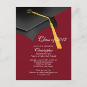 White Maroon Afstudeerder Pet Graduation Party Inv Uitnodiging Briefkaart (Voorkant)