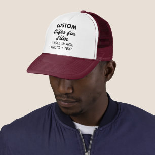White & Maroon Trucker Hat Custom Gifts voor Hem Trucker Pet