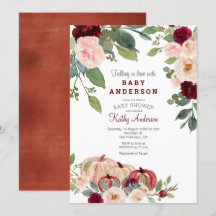 White Marsala Pumpkin Baby shower Uitnodiging