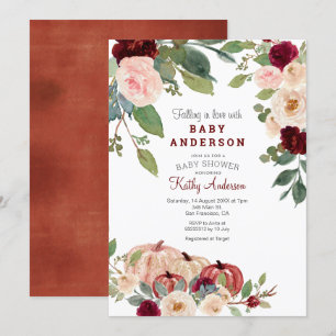 White Marsala Pumpkin Baby shower Uitnodiging