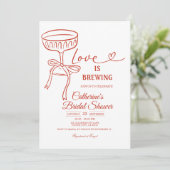 White Martini Bridal Shower Love Is Brewing Theme Kaart (Staand voorkant)