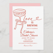 White Martini Bridal Shower Love Is Brewing Theme Kaart (Voorkant / Achterkant)