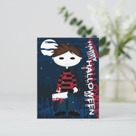 White Mask Serial Killer Briefkaart (Staand voorkant)