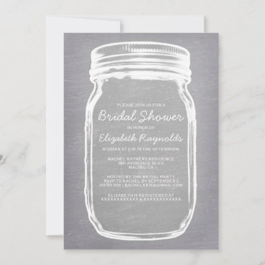 White Mason Jar Bridal Shower Invitations Kaart (Voorkant)