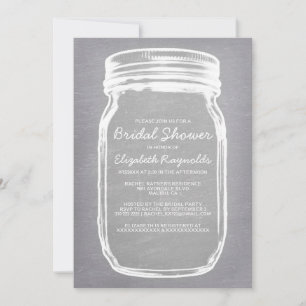 White Mason Jar Bridal Shower Invitations Kaart