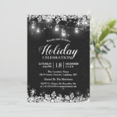 White Mason Jar Lights Snowflakes kerst Kaart (Staand voorkant)