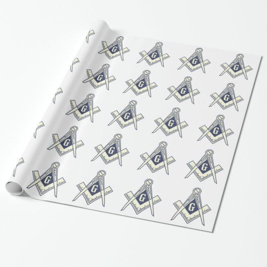 White Masonic Wrapping Paper Cadeaupapier (Uitgerold)