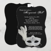 White Masquerade Ball Mask Costume Halloween Part Kaart (Voorkant / Achterkant)