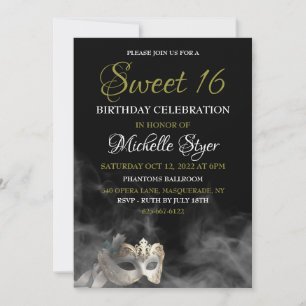 White Masquerade Sweet 16 Uitnodiging