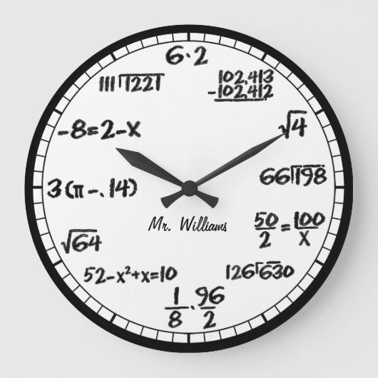 White Math Equivalence Custom Large Clock Grote Klok (Voorkant)