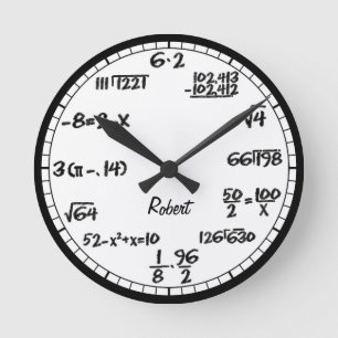 White Math Equivalence Custom Large Clock Ronde Klok
