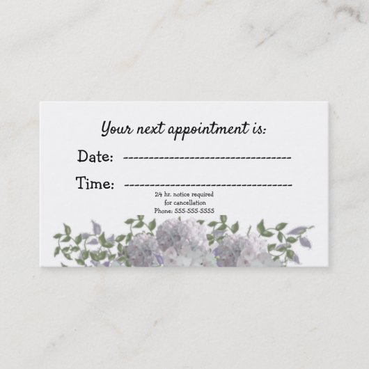 White Mauve Floral Medical Appointment Afsprakenkaartje (Voorkant)