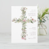 White Meadow wildflower kruis doop doop doop Kaart (Staand voorkant)