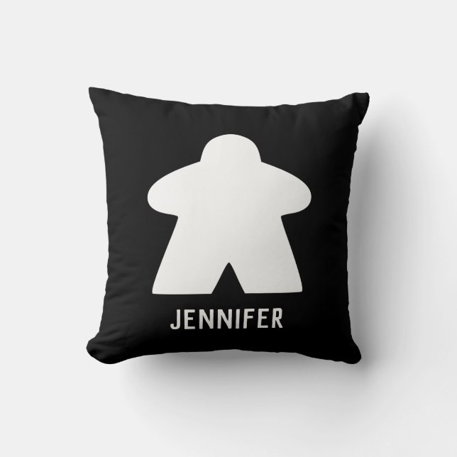 White Meeple Pillow | Aangepaste tekst | One/Patte Kussen (Voorkant)