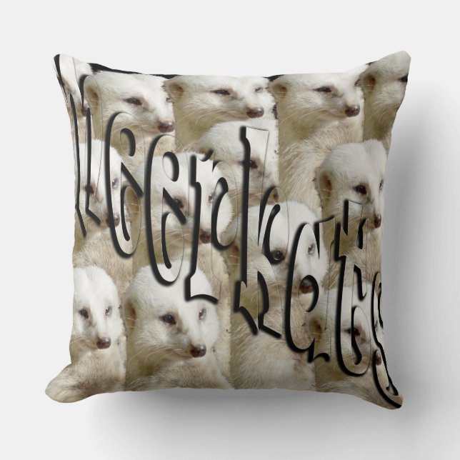 White Meerkat Army Logo, Large Throw Cushion. Kussen (Voorkant)