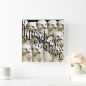 White Meerkat Army Vierkante Klok (Huis)