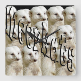 White Meerkat Army Vierkante Klok