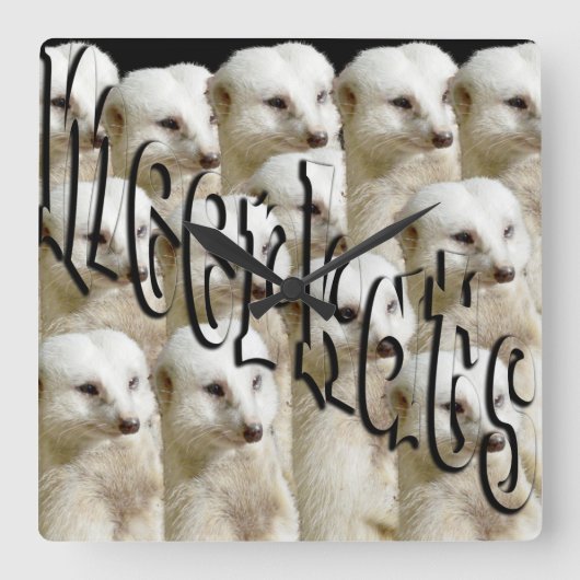 White Meerkat Army Vierkante Klok (Voorkant)