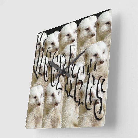 White Meerkat Army Vierkante Klok (Hoek)