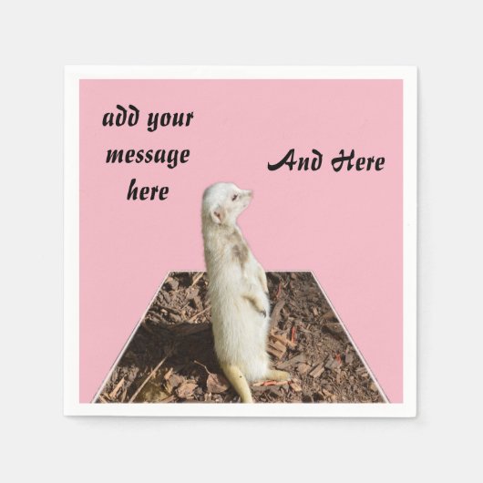 White Meerkat Dimensional Art Sjabloon Servet (Voorkant)