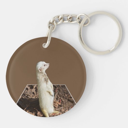White Meerkat on Guard Duty Sleutelhanger (Achterkant)