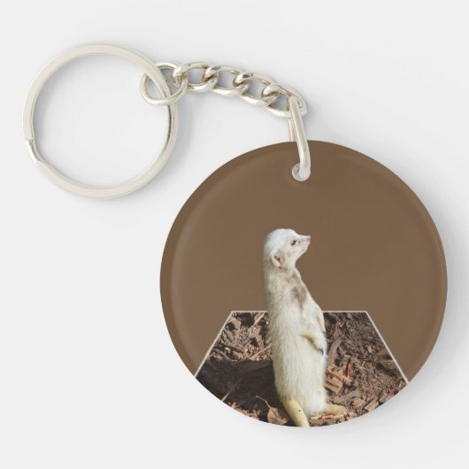 White Meerkat on Guard Duty Sleutelhanger (Voorkant)