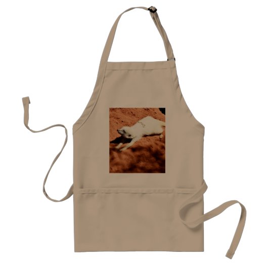 White Meerkat Stretching, Apron Standaard Schort (Voorkant)