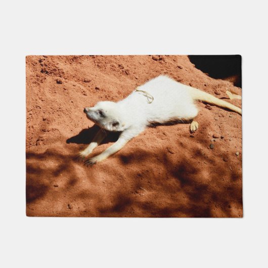 White Meerkat Stretching, Doormat Deurmat (Voorkant)