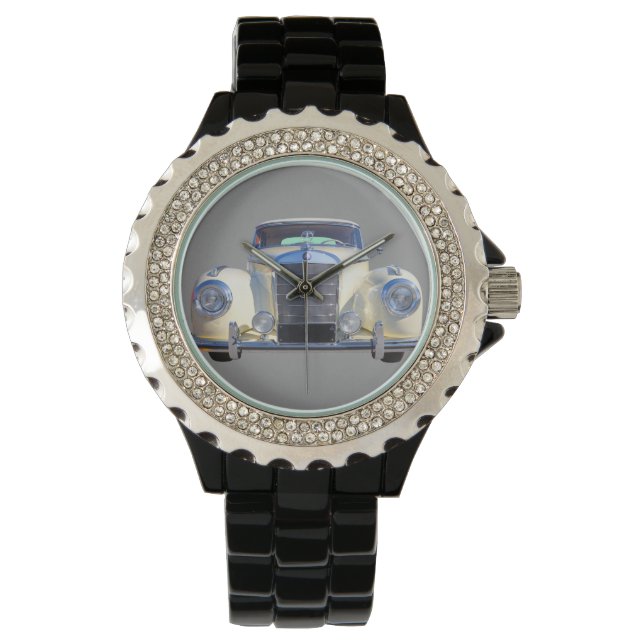 White Mercedes Benz 300 Luxury Car Horloge (Voorkant)
