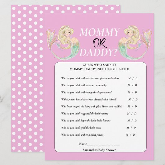 White Mermaid Moeder om te zijn. Mammie of papa Ro Kaart (Voorkant / Achterkant)