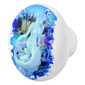 White Mermaid Sitting Thunder_Cove Keramische Knop (Rechts)